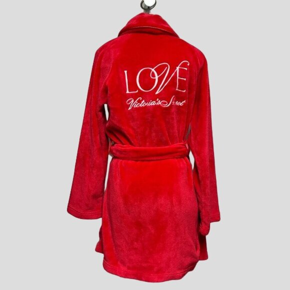 Victoria's Secret LOVE Red Thick Cozy Plush Midi Robe - Picture 2 of 10